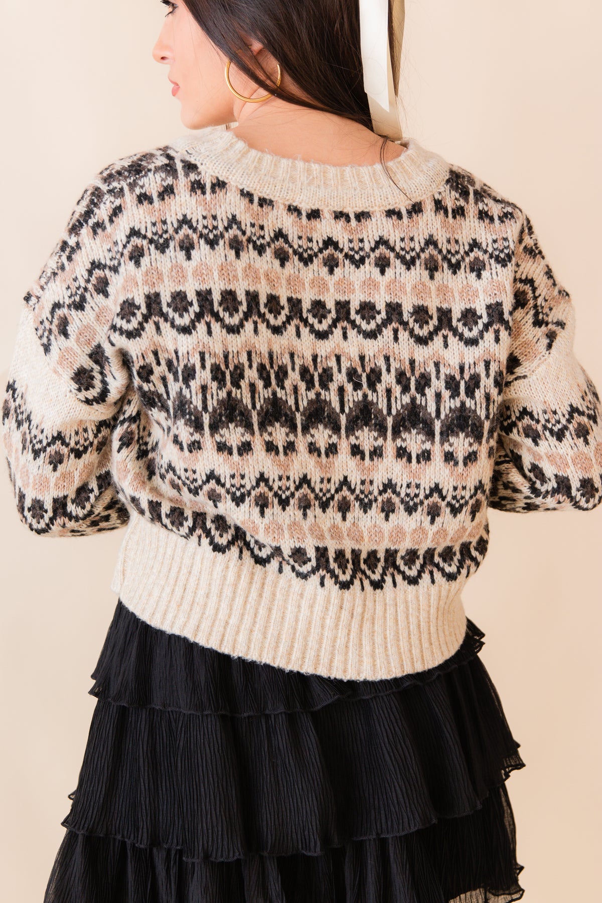 Rural Nordic Pattern Pullover Sweater