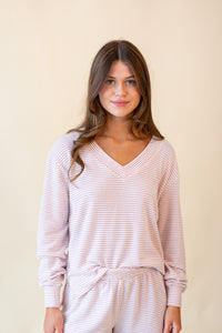 Stay Cozy Stripe LS Top