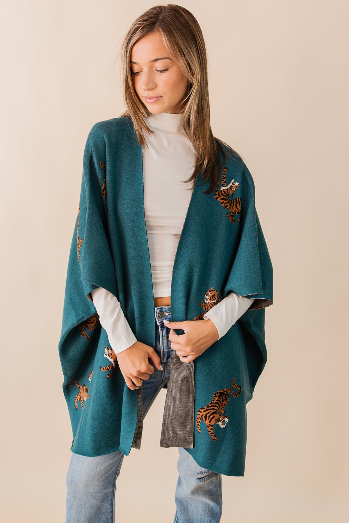 Crue Tiger Print Poncho