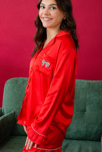 Season's Greetings Satin PJ Top