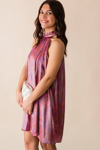 Floral Glow High Neck Mini Dress