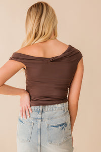 Nora Ruched Off Shoulder Knit Top