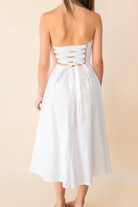 Kate Fit and Flare Back Tie Midi Dress