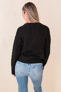 Lacey Button Front Henley Sweater