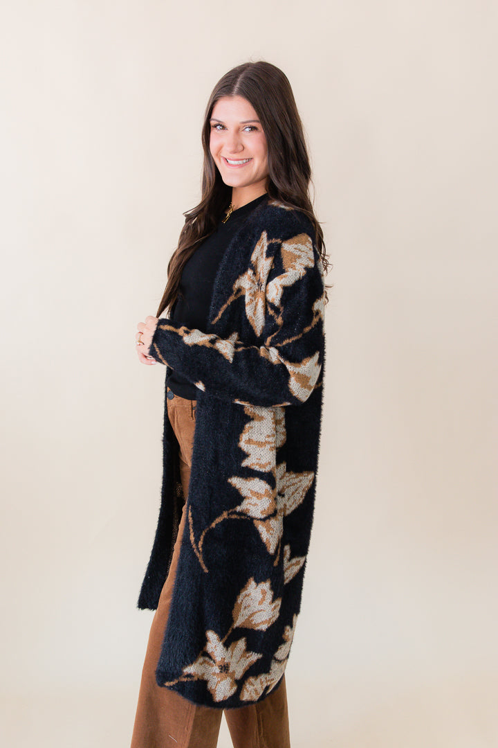 Emory Floral Intarsia Open Duster Cardi