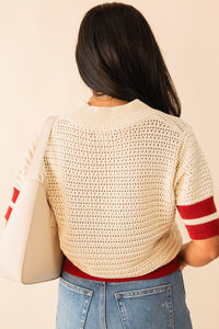 Zyla Pullover Ringer Sleeve Sweater Top