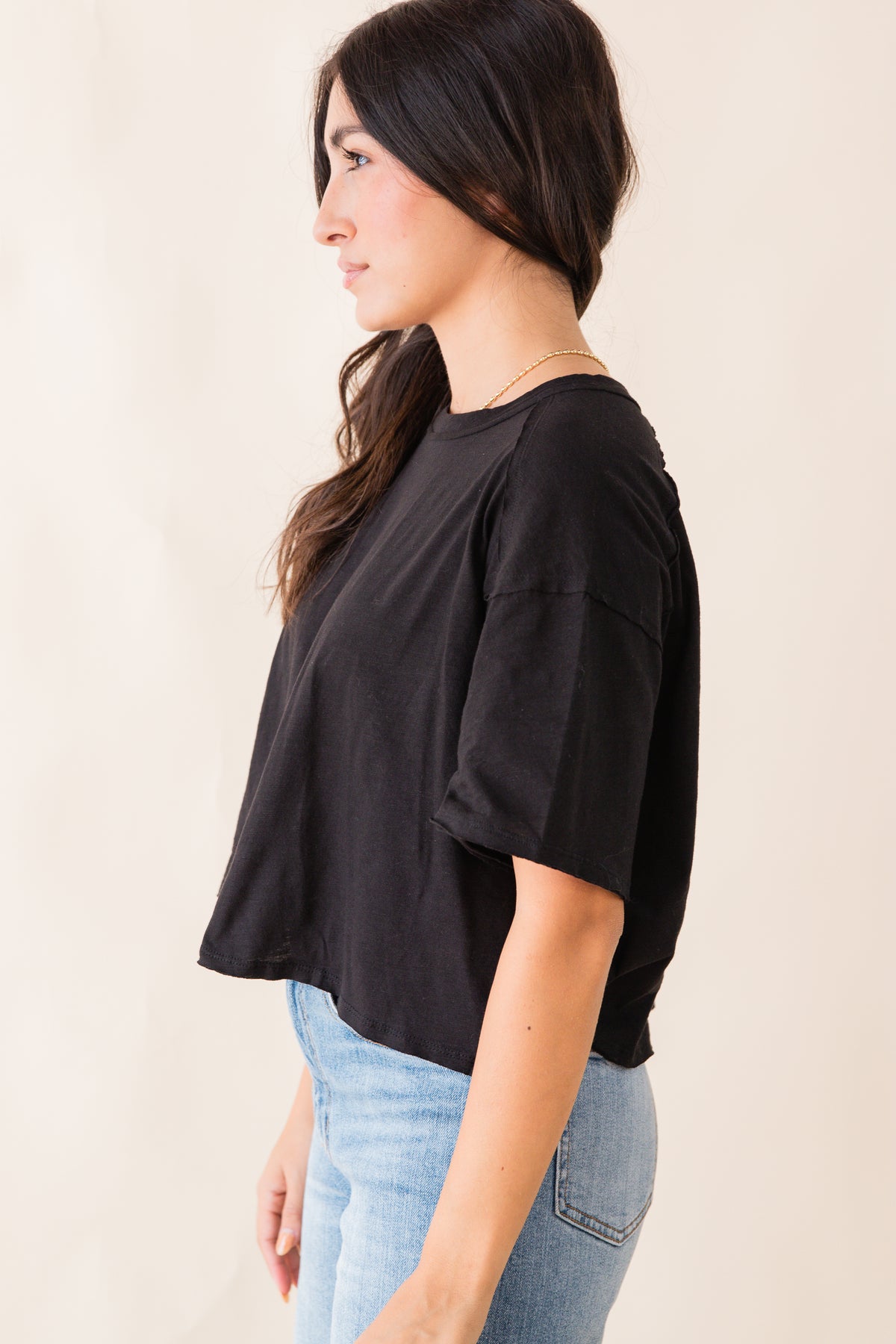 Cotton Short Sleeve Cropped Box Top