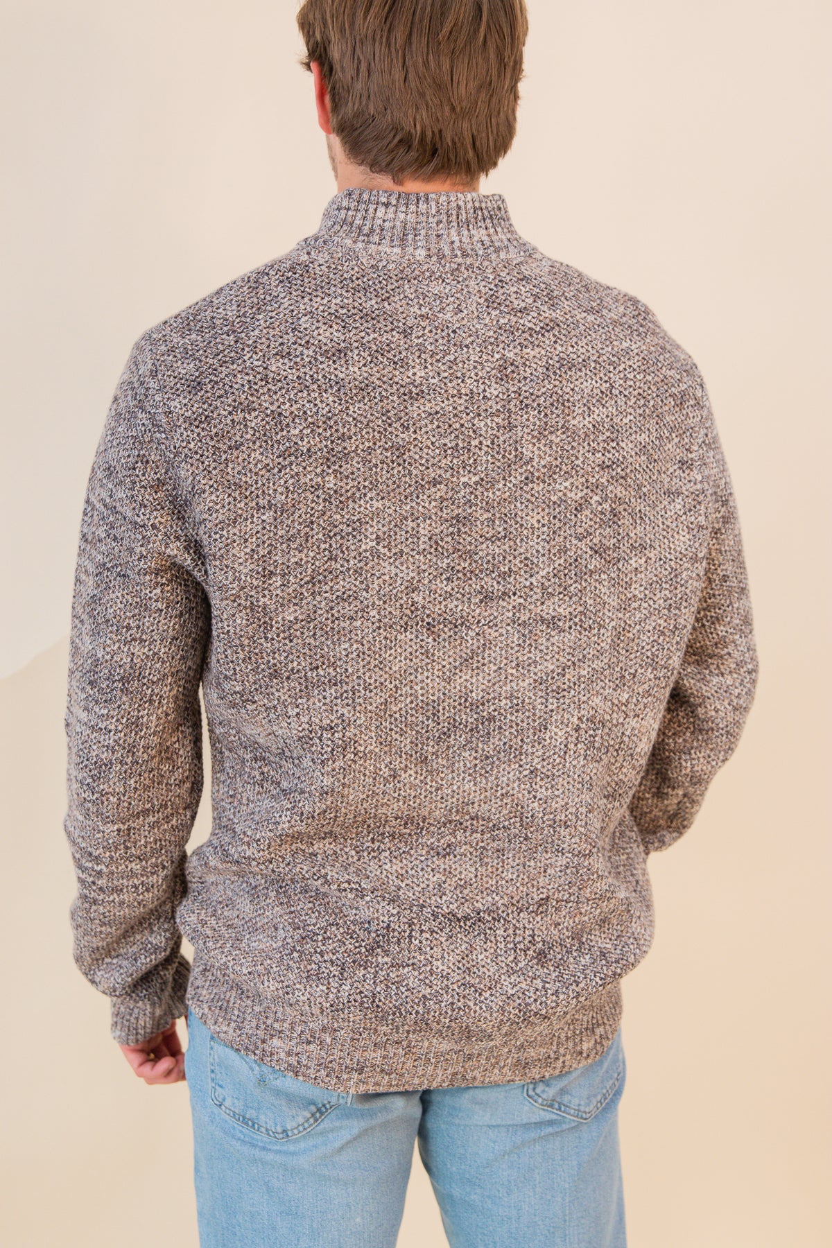 Stratton 1/4 Zip Marled Honeycomb Sweater