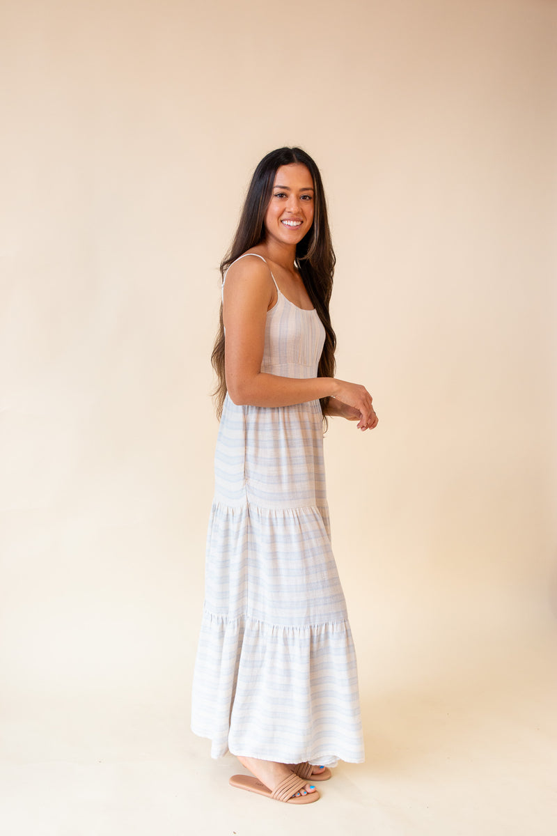 Elida Striped Linen Maxi Dress