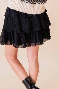 Gathering Pleated Layered Mini Skirt