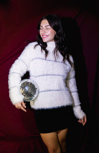 Martini Metallic Stripe Turtleneck Sweater