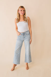 High Rise Wide Leg w Embellishment