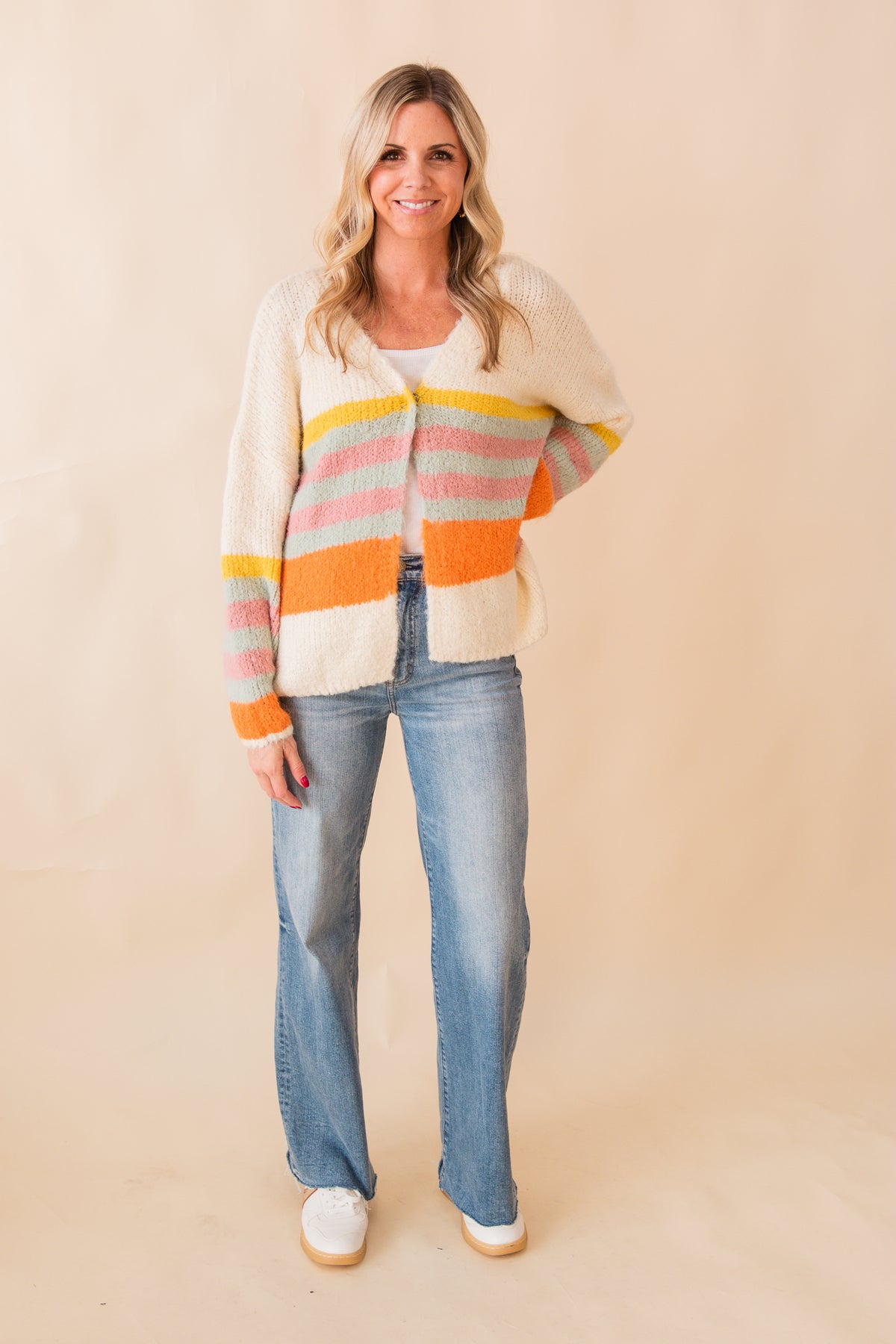 Soft Knit Striped Oversized Cardigan