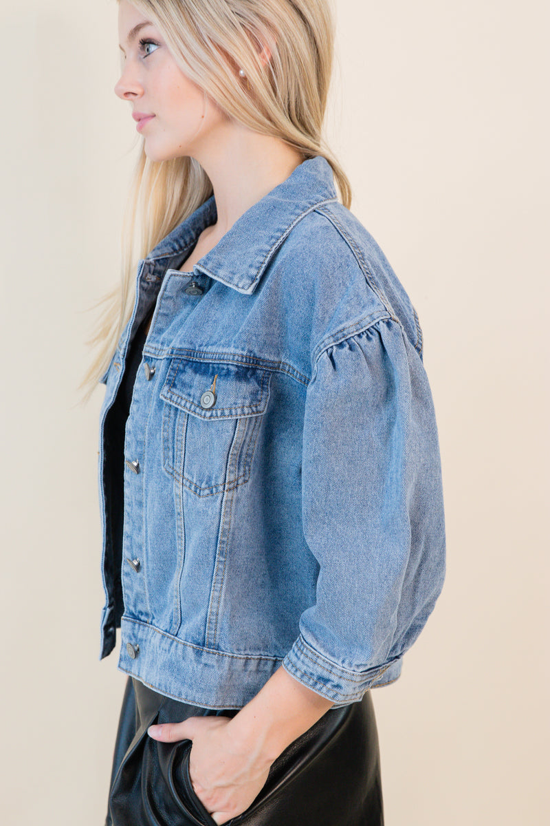 Roselyn Puff Sleeve Denim Jacket