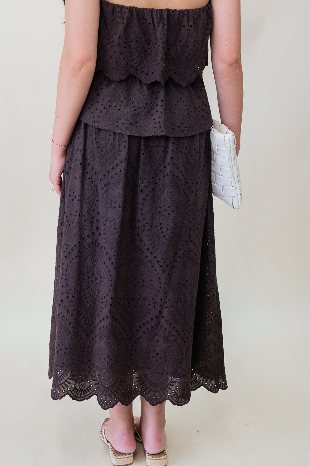 Double Vision Eyelet Midi Skirt