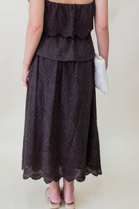 Double Vision Eyelet Midi Skirt
