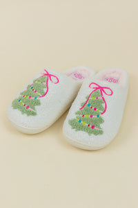 Toddler/Kids Pink Bow Christmas Tree Slippers