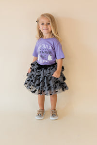 Flocked Bats Halloween Bow Tiered Tutu