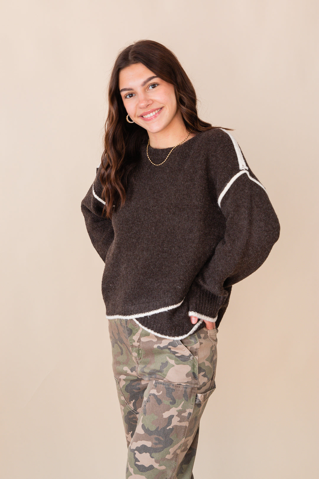 Juliet Contrast Detail Overlap Sweater
