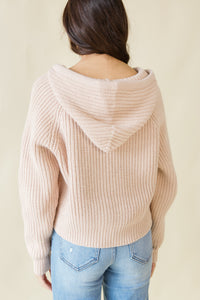 Repair Zip Up Knit Sweater w/ Hood