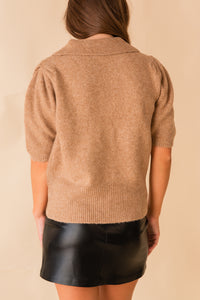 Puff Short Sleeve Sweater w/ Collar