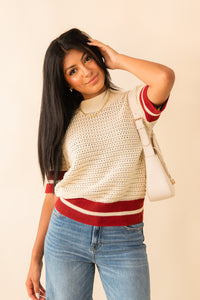 Zyla Pullover Ringer Sleeve Sweater Top