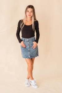 Emory Scalloped Denim Mini Skirt