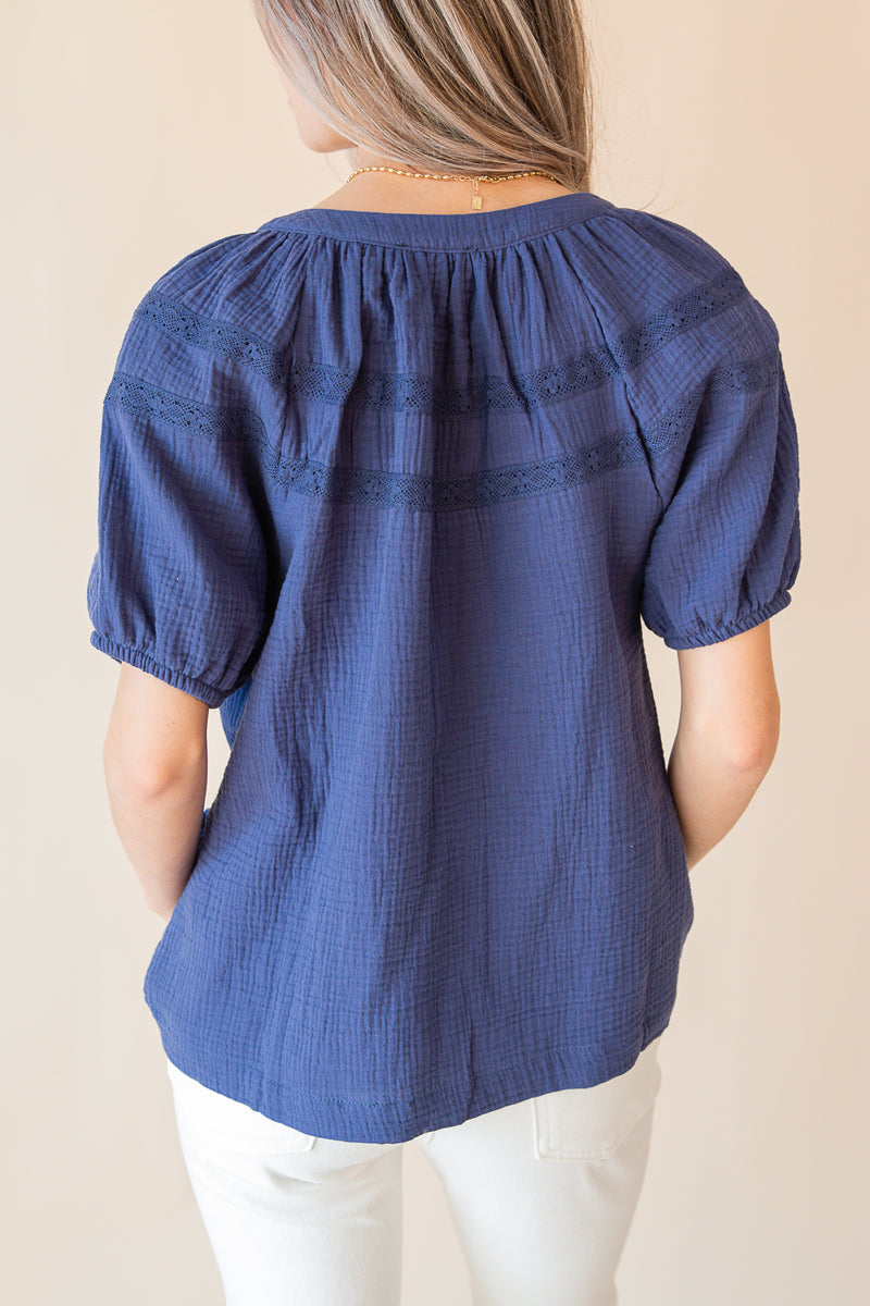 Rosie Lace Trim Peasant Top
