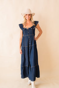 Frayed Shoulder Straps Maxi Dress