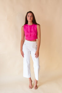 Stretch Twill Cropped Wide Leg Pant