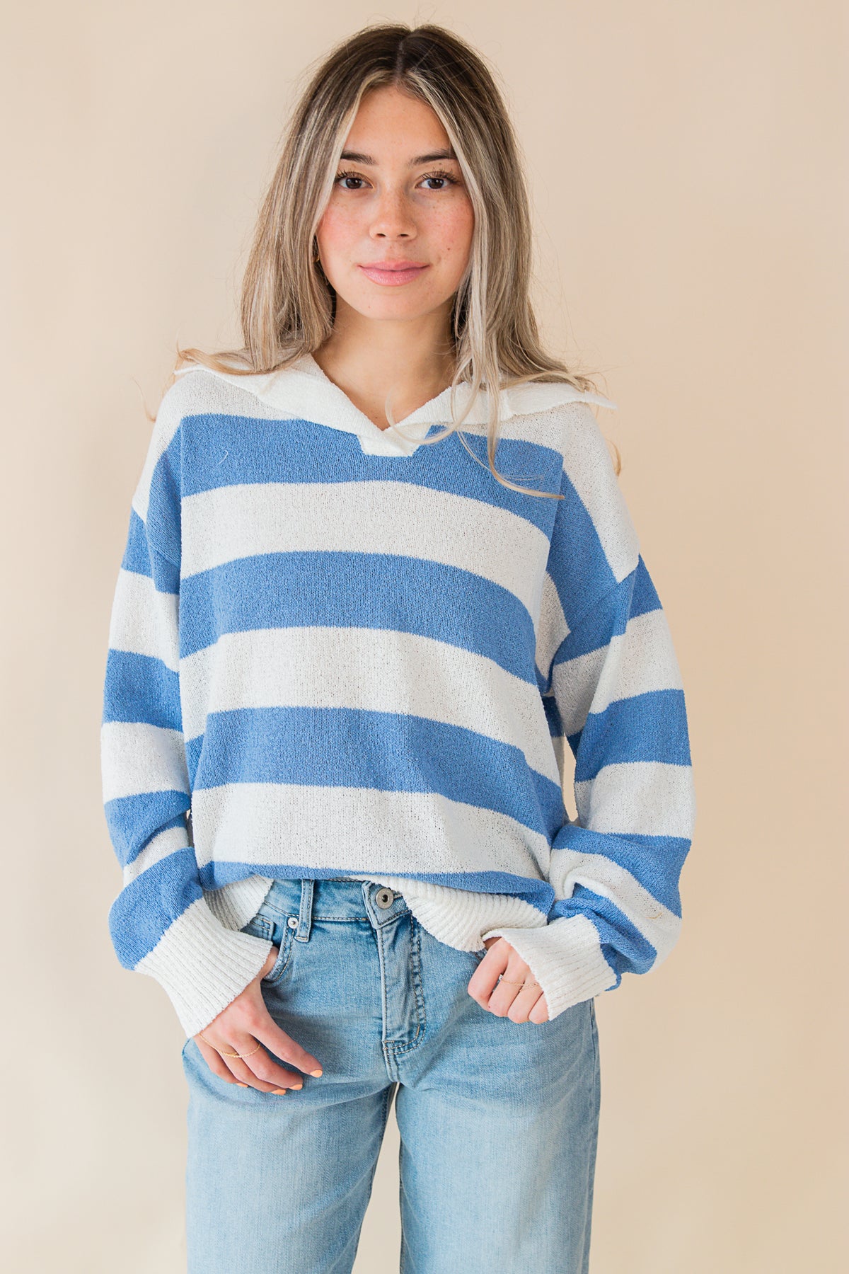 Lightweight Striped Sweater Top