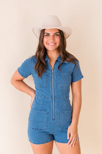 Ruby Denim Zip Up Romper