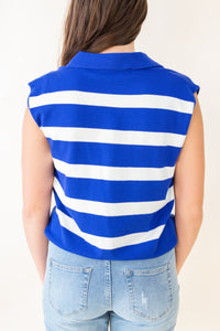 Striped Sleeveless Sweater Top