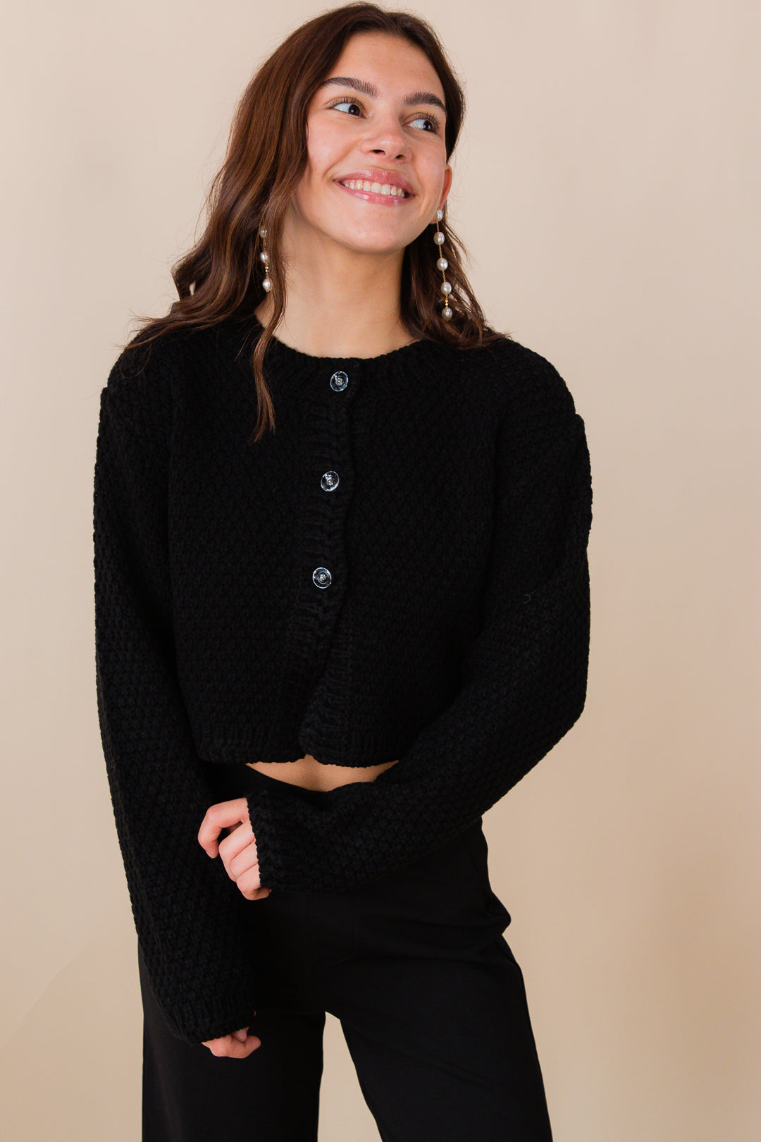 Odessa Waffle Stitch Button Front Cardigan