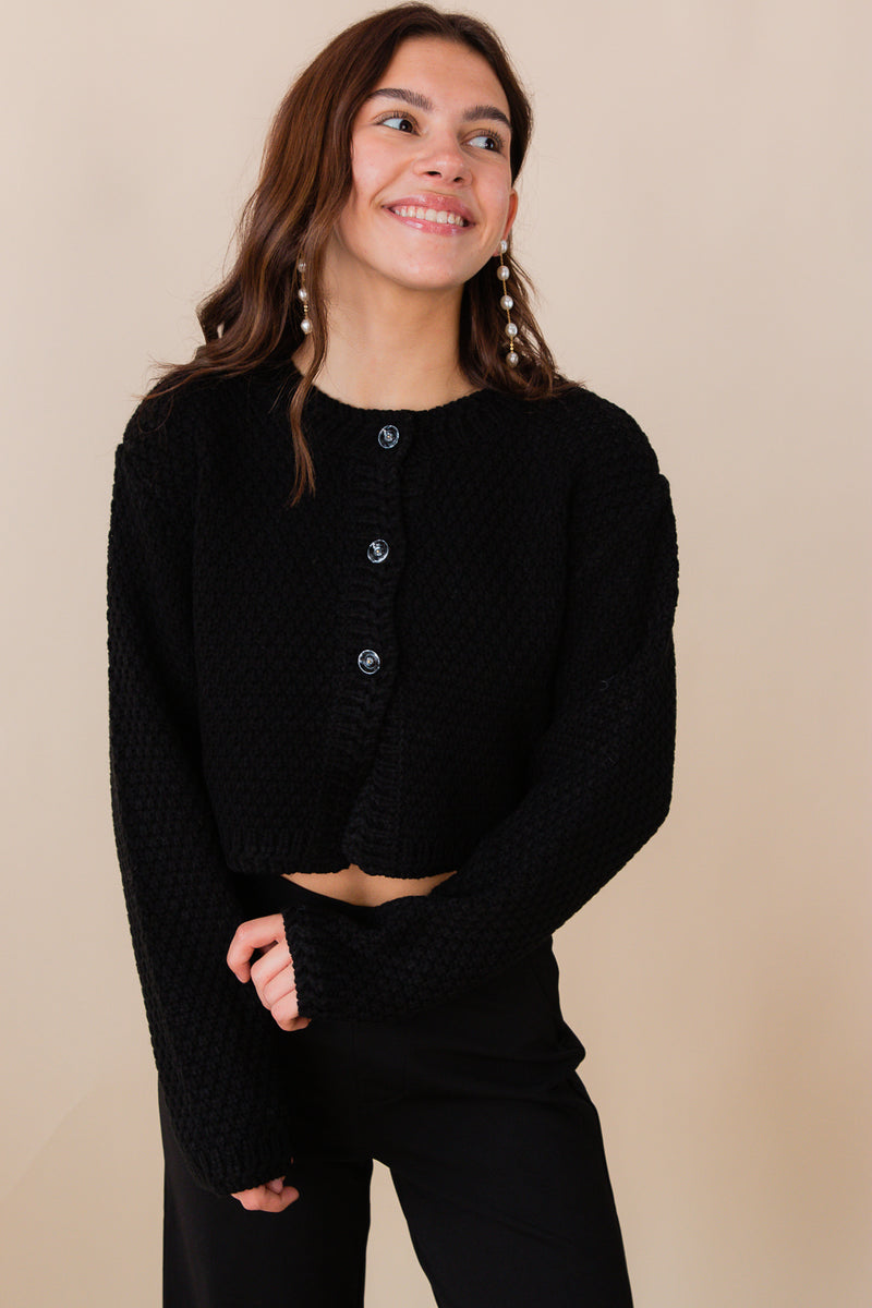 Odessa Waffle Stitch Button Front Cardigan