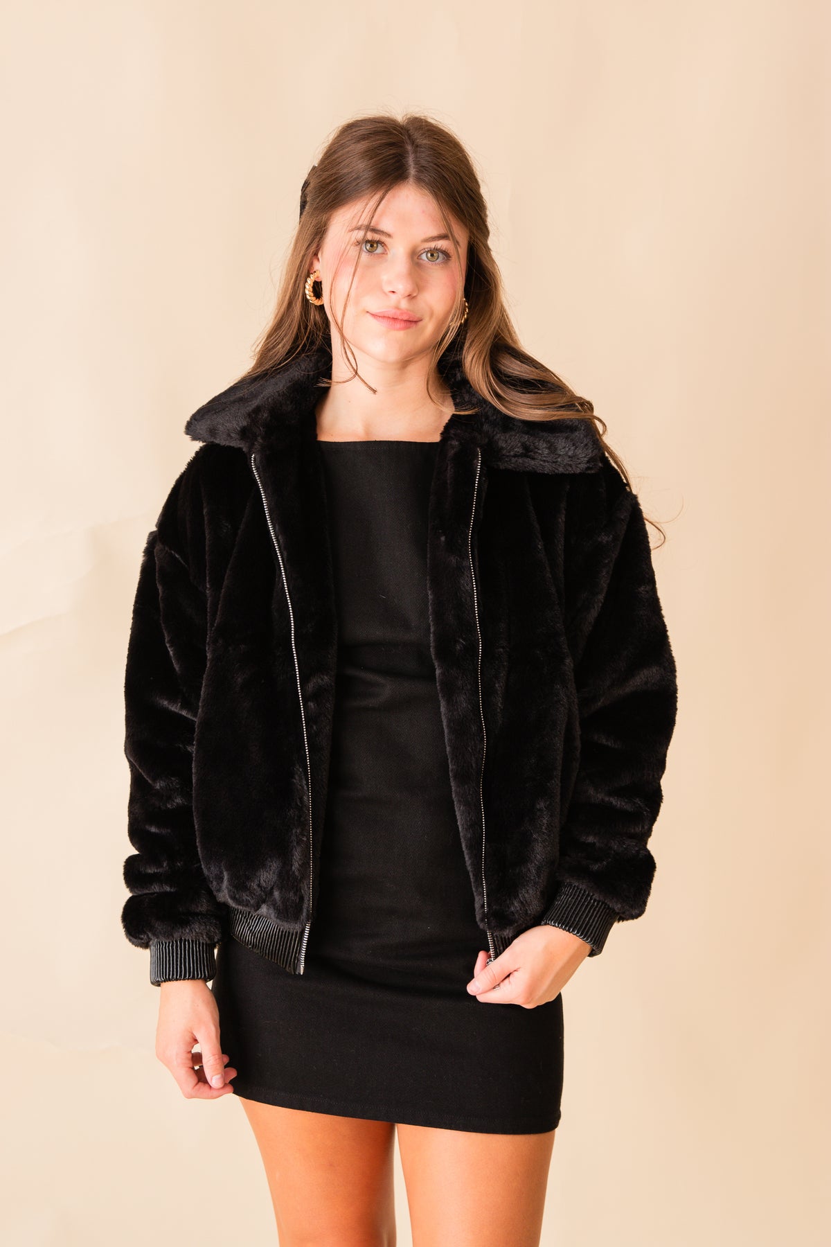 Daring Vegan Fur Zip Up Jacket