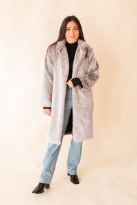 Daring 2 Tone Vegan Fur Coat