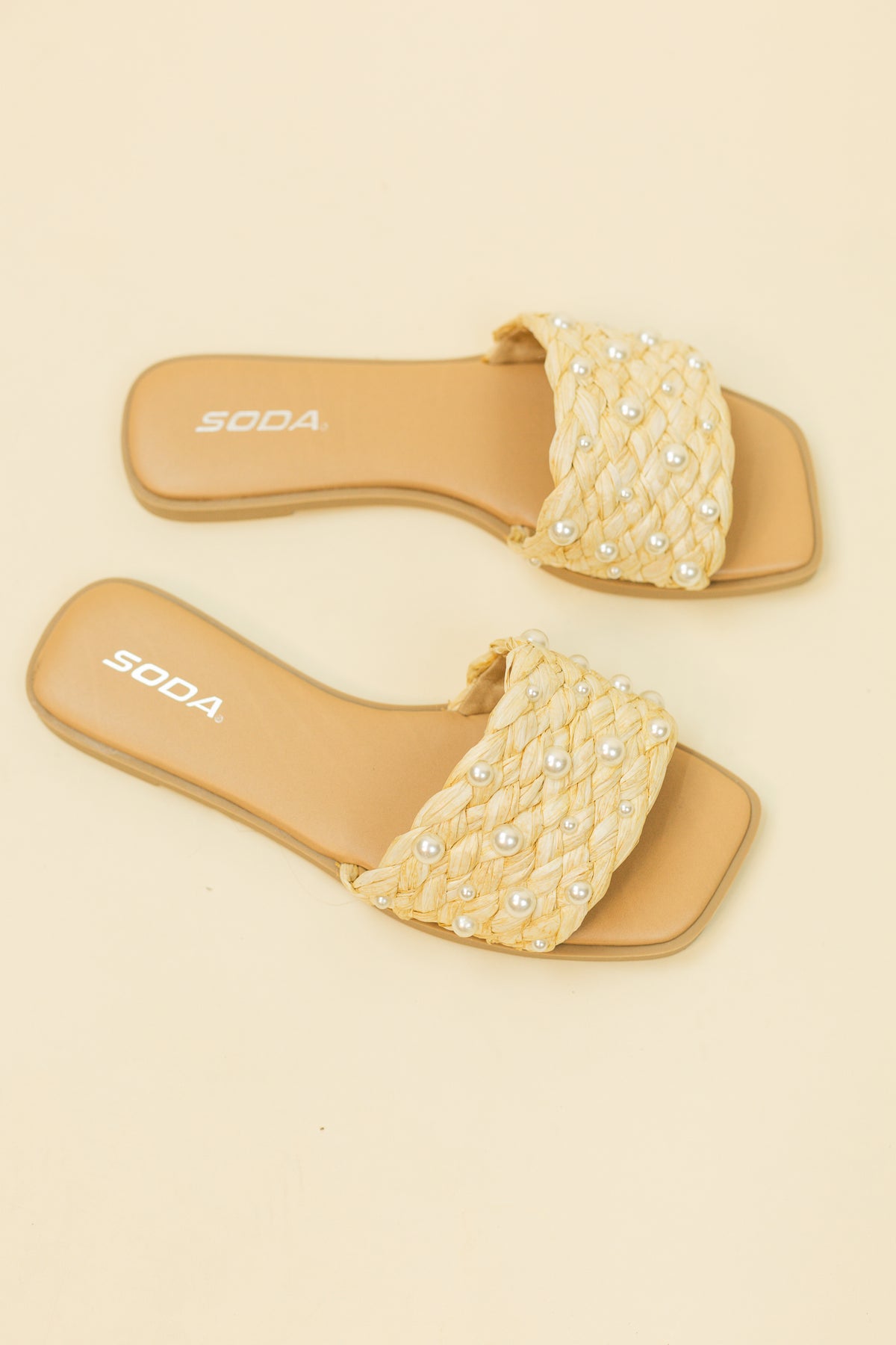 Engine Pearl Raffia Slide Sandal