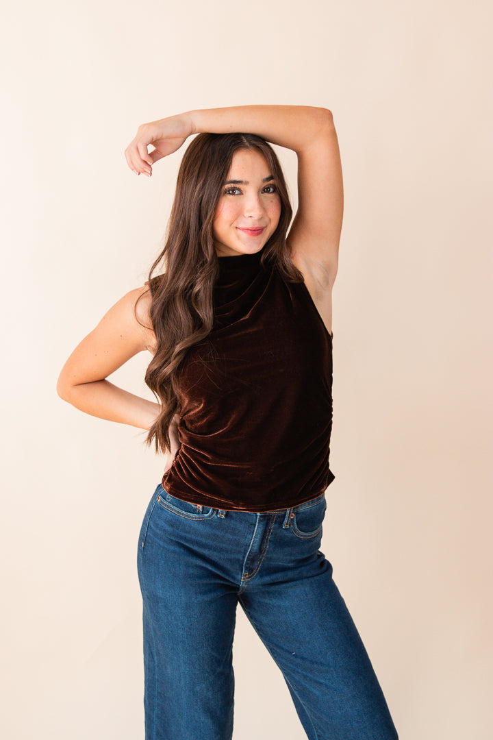 Midnight Oil Velvet High Neck Top