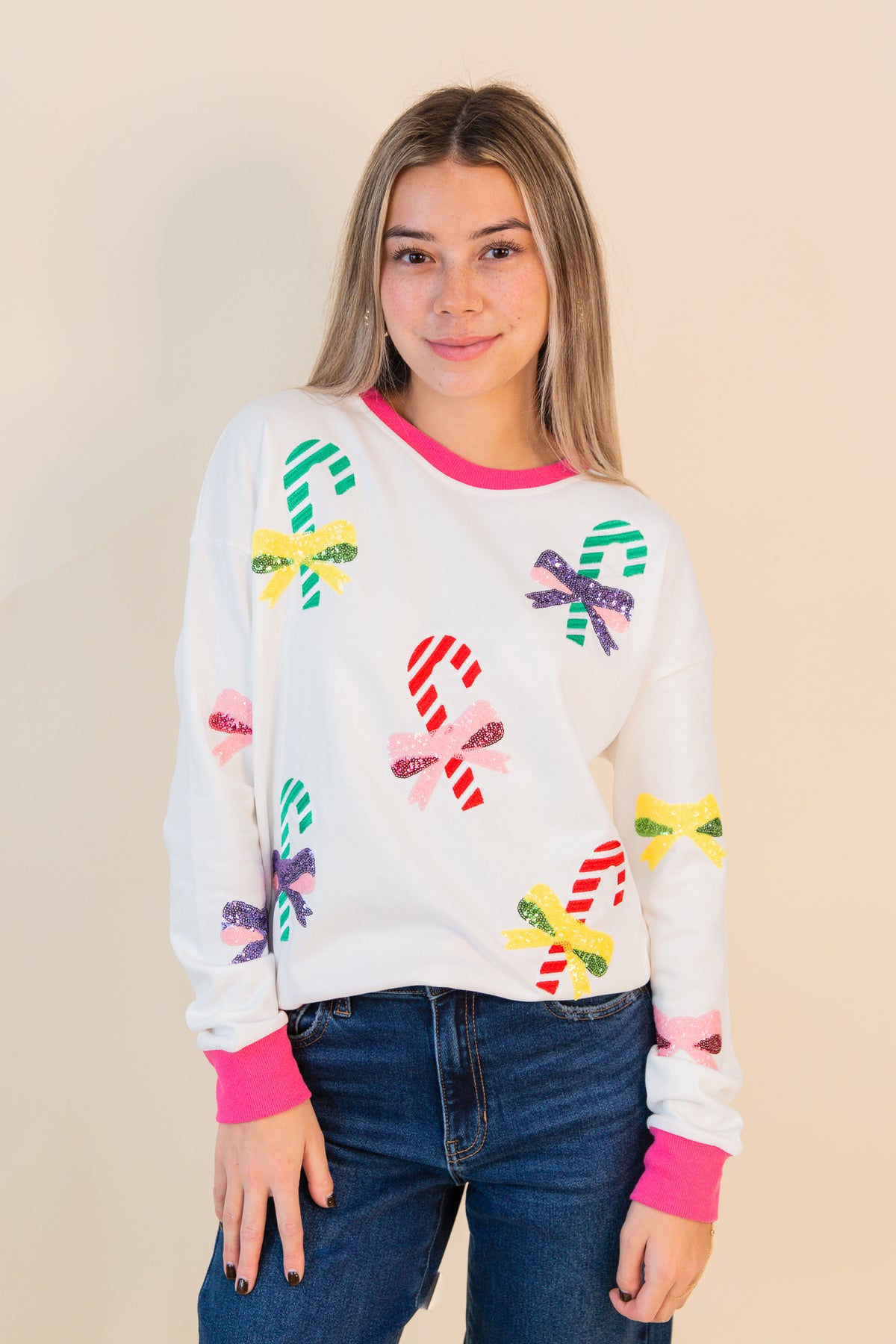 Candy Canes Knit Top