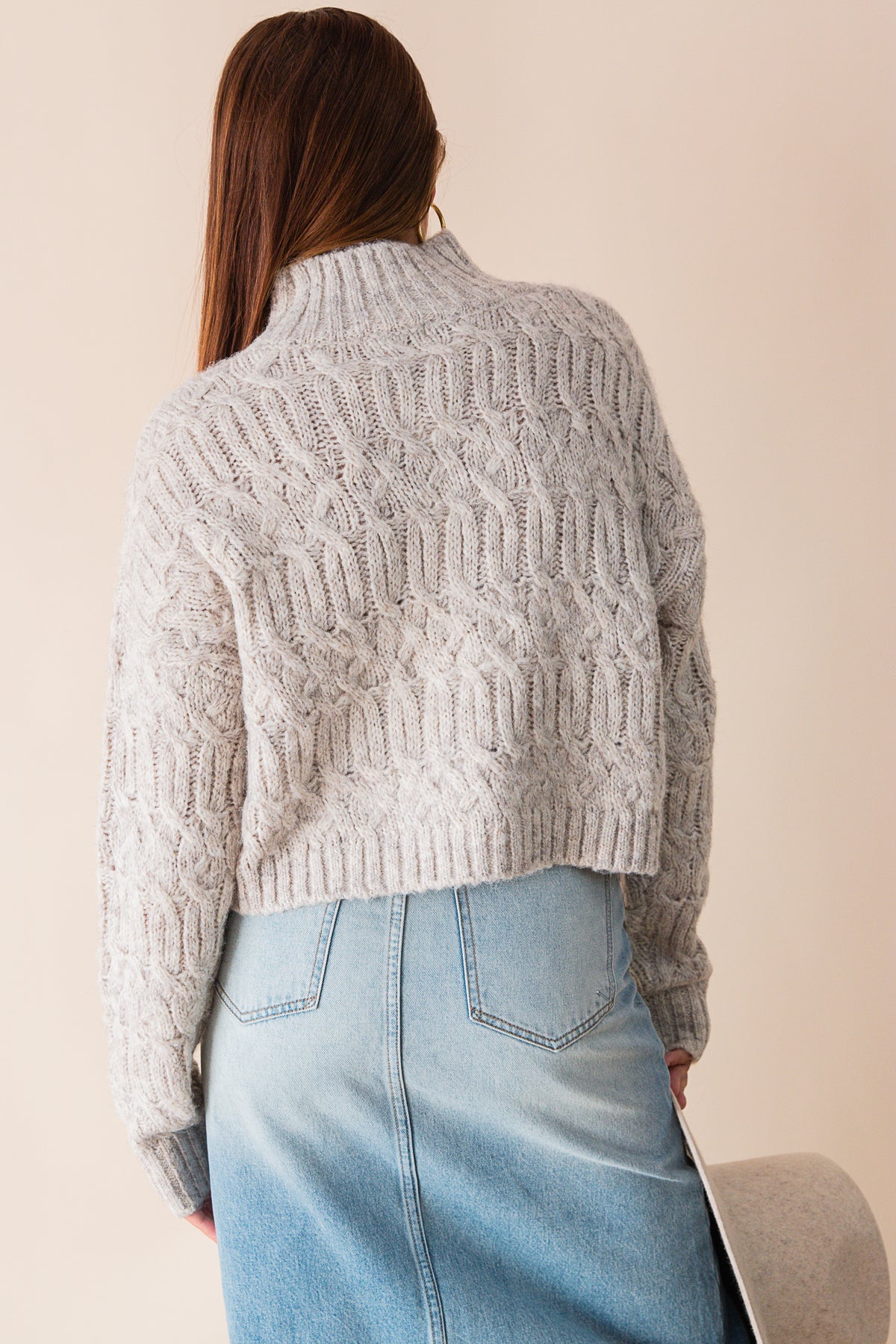 Lena Mock Neck Cropped Sweater