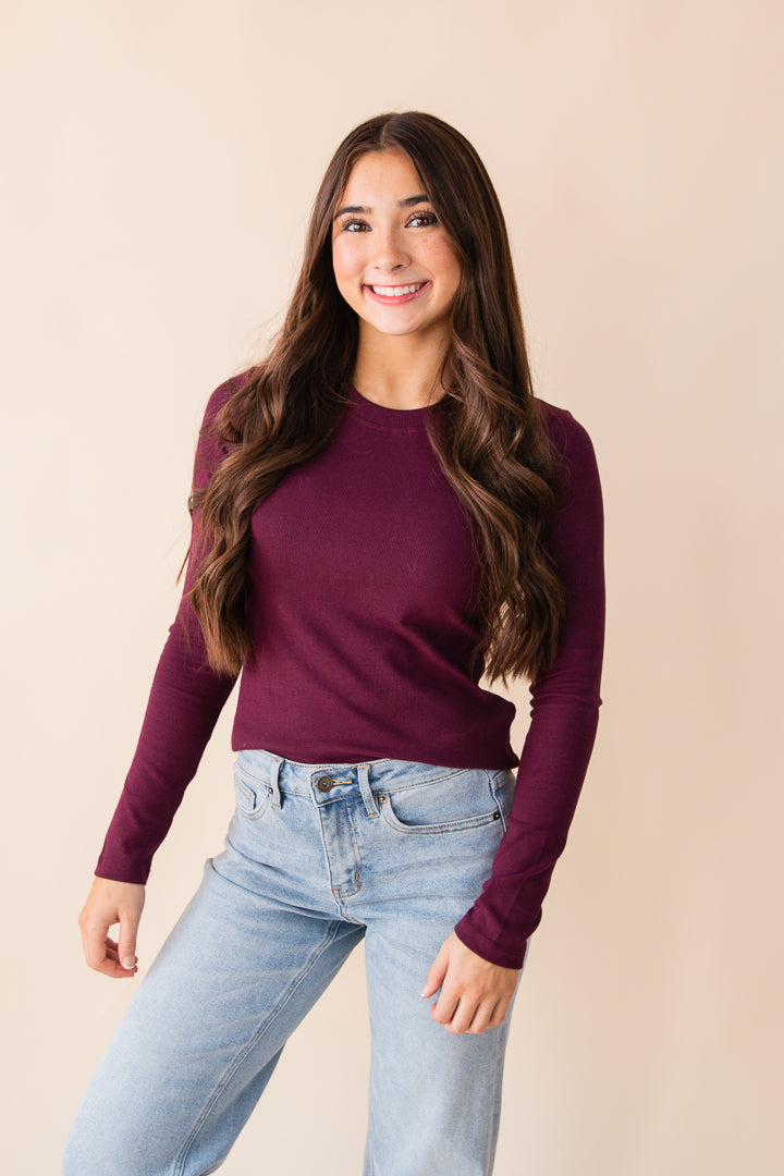 Noelie-Scoop Neck Long Sleeve Knit Top