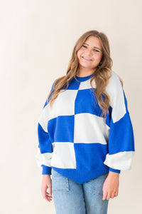 Best Behavior Checkered Sweater Top