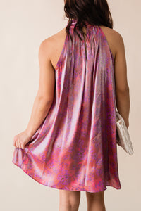 Floral Glow High Neck Mini Dress