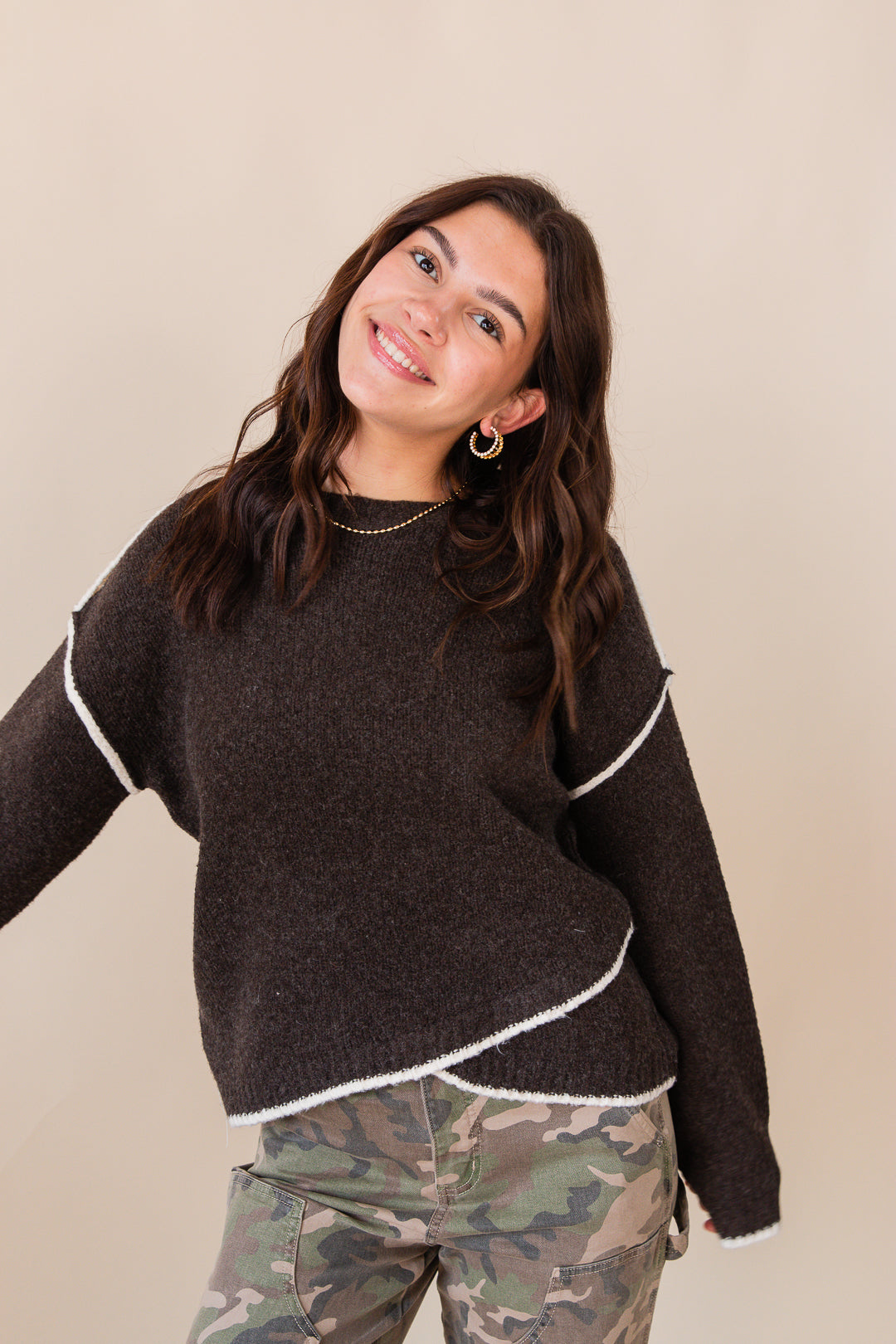 Juliet Contrast Detail Overlap Sweater