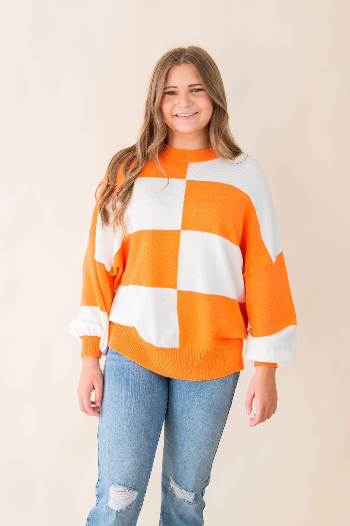 Best Behavior Checkered Sweater Top