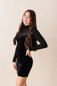 Sasha Mock Neck Velvet Mini Dress