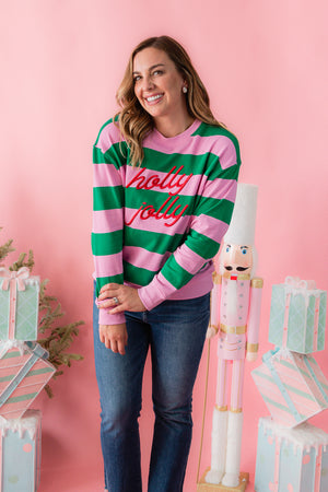 Holly Jolly Striped Sweatshirt