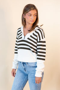 Noley Stripe Zip Front Sweater