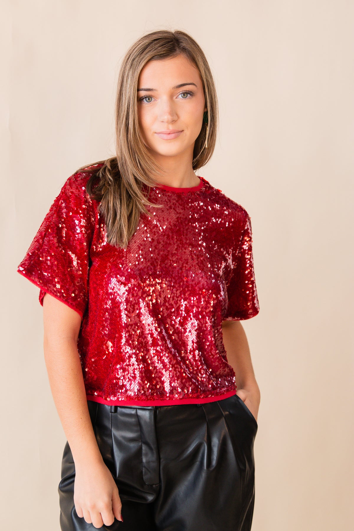 Cherry Sequined Top